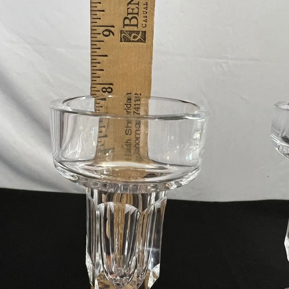 Rogaska Gallia Crystal Candlestick Holders Set of 2 Starburst Base 8.25 Inch